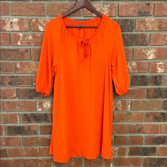 Anthropologie Anais Orange Balloon Sleeve Dress - Picture 2 of 7